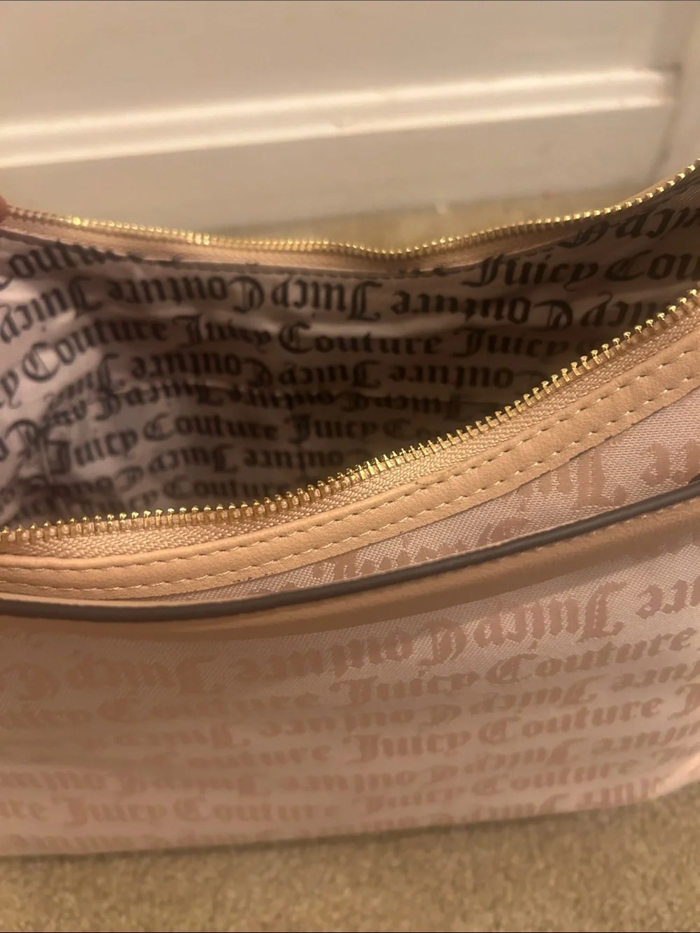 Juicy Couture Beige Logo Hobo with Gold-Tone Hardware